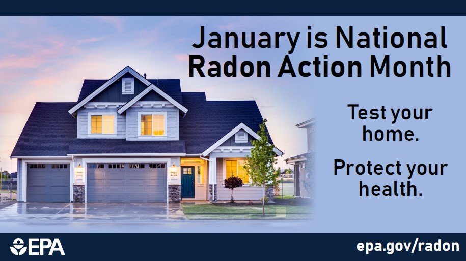 January is National Radon Action Month. Test your home. Protect your health. epa.gov/radon.