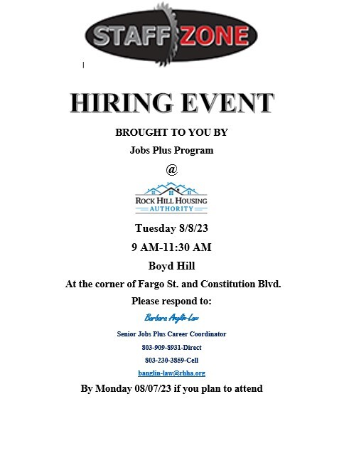 Boyd Hill hiring event flyer. All information on flyer is listed above.