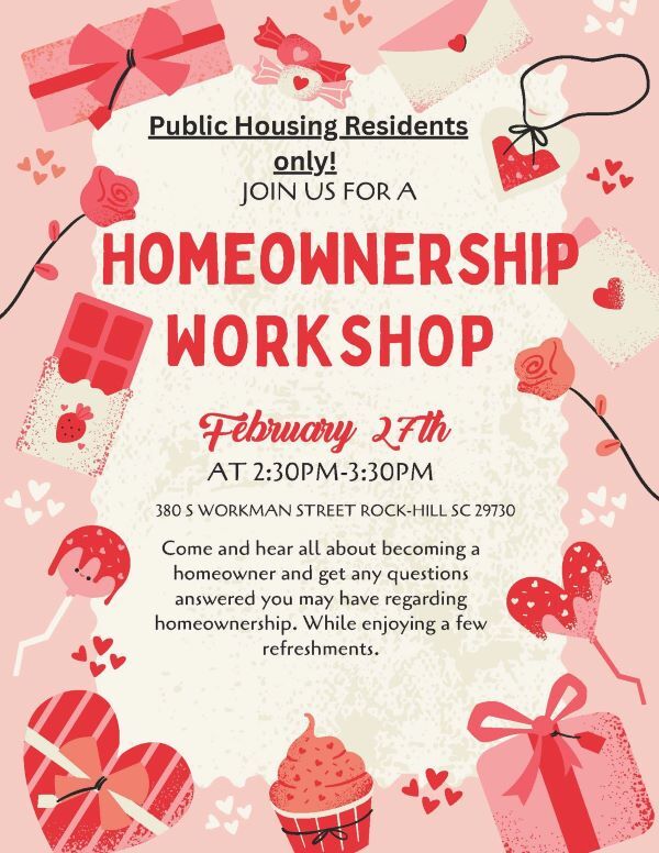 Homeownership Workshop flyer, the information on this flyer is in the text above. 