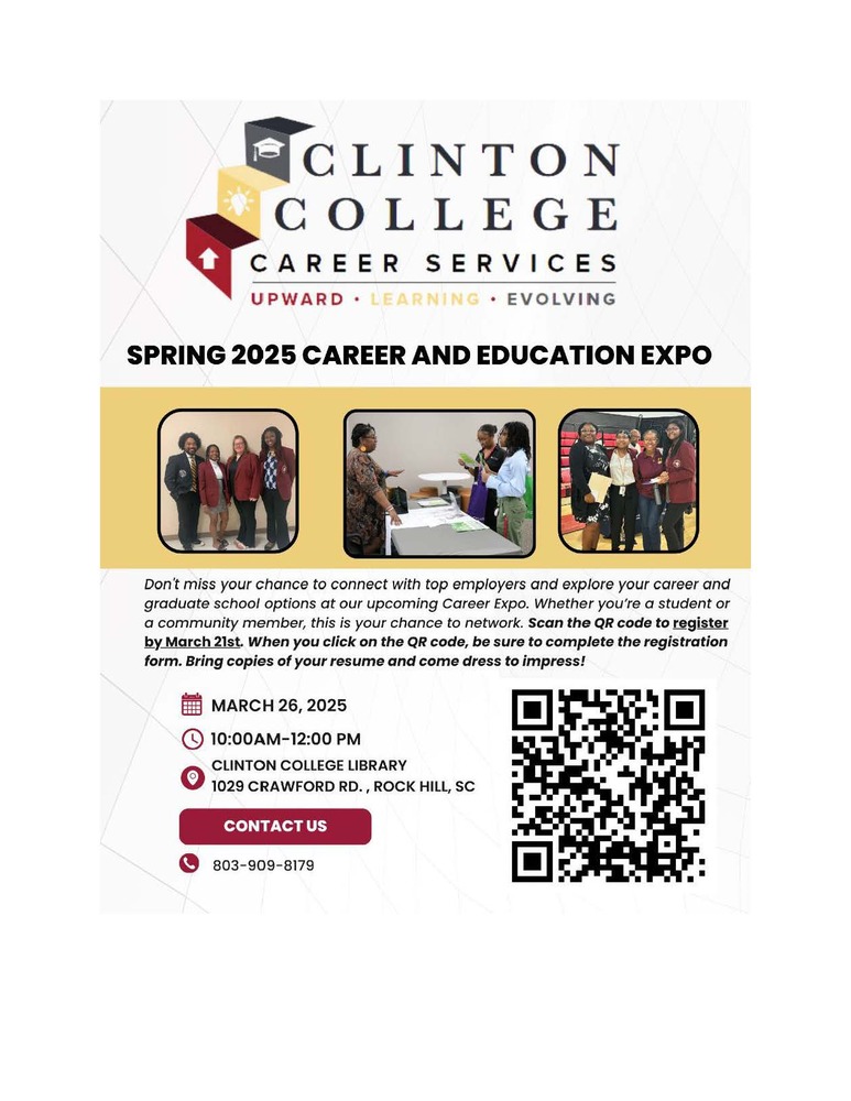 RHHASC - Clinton College EXPO flyer. All information in this flyer is typed out above. 