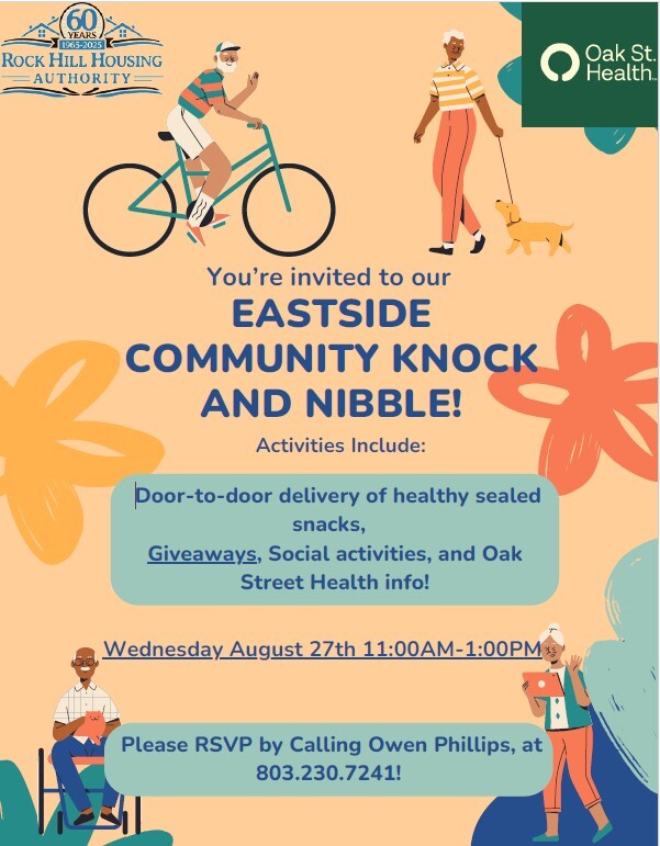 Eastside Community Knock and Nibble flyer. All information on this flyer is listed above.