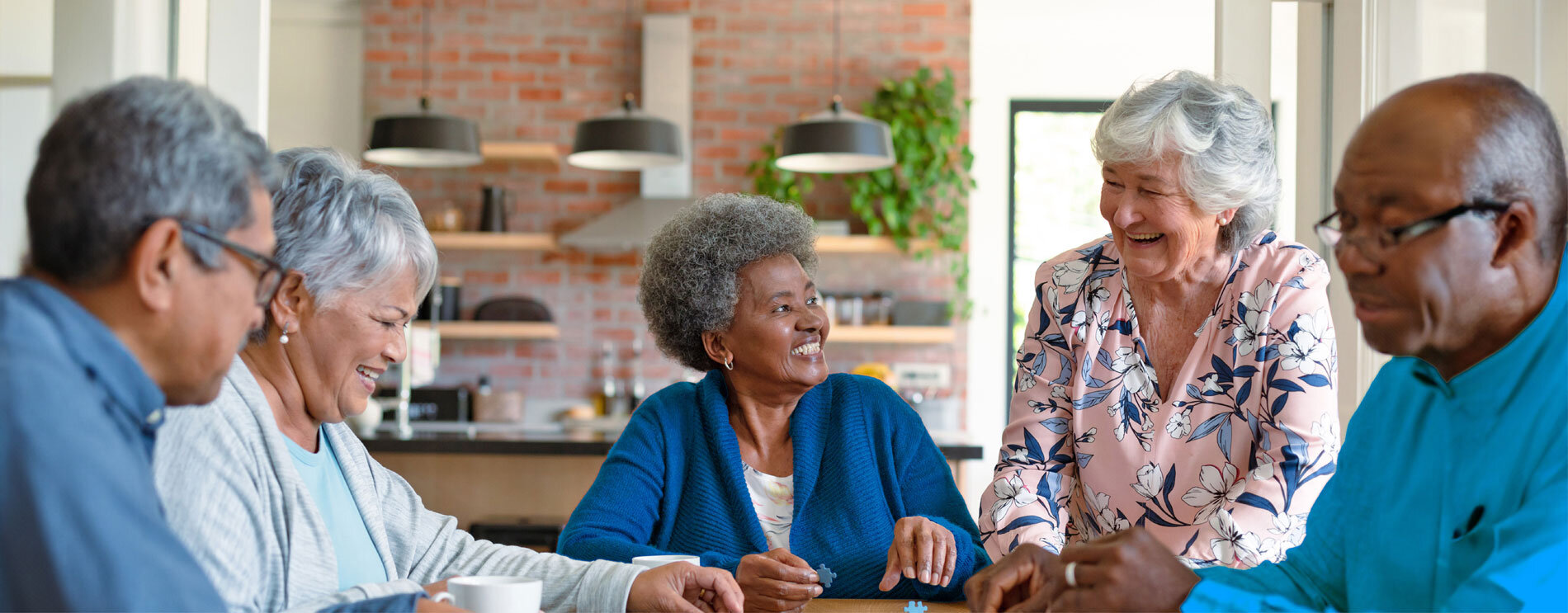 .A social group of seniors connecting with each other.