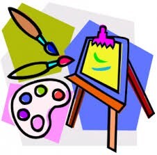 clip art of art easel and paints