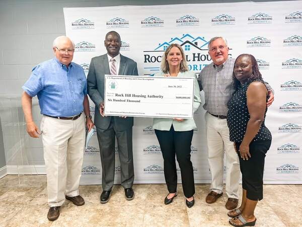 RHHASCHUDGrant.jpg Pictured from L-R, Terry Millar, Board Chairman, Dewayne Alford, Executive Director, Kristine Foye, Director, Columbia (SC) Field Office, David Casey, Vice-Chairman, and Tammy Gordon, Board Member.