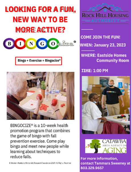 BINGOCIZE Flyer. All information from this flyer is listed in the photo caption.
